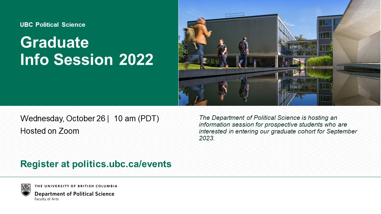 UBC Political Science Graduate Infosession 2022 Department of